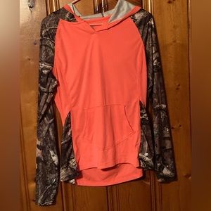 Size Medium Women’s Energy Zone Camouflaged & Pinkish Orange top with Hood